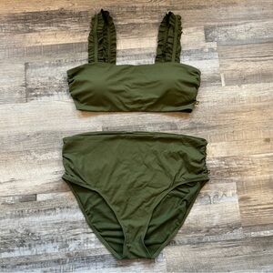 la vie en rose “sampieri” bikini bandeau top & shirred high waist bottom XL